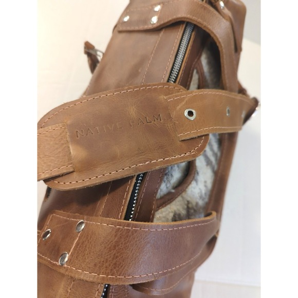 Bohemian Convertible Day Travel Bag Leather  Wool Woven Backpack Versatile Chic - Picture 6 of 8